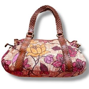 Fossil Floral Shoulder Bag with Braided Leather Straps